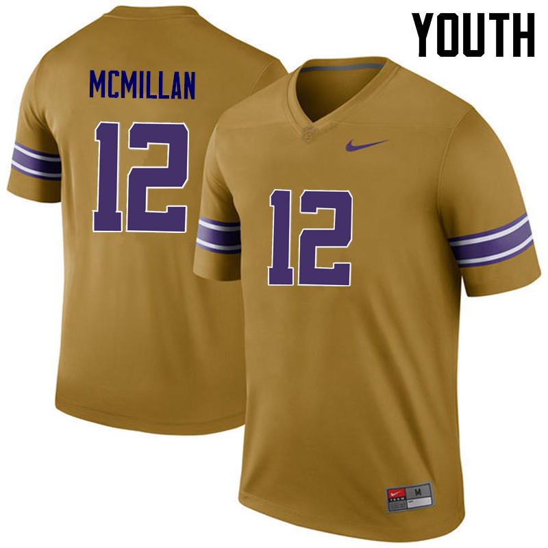 Youth LSU Tigers #12 Justin McMillan College Football Jerseys Game-Legend - Click Image to Close